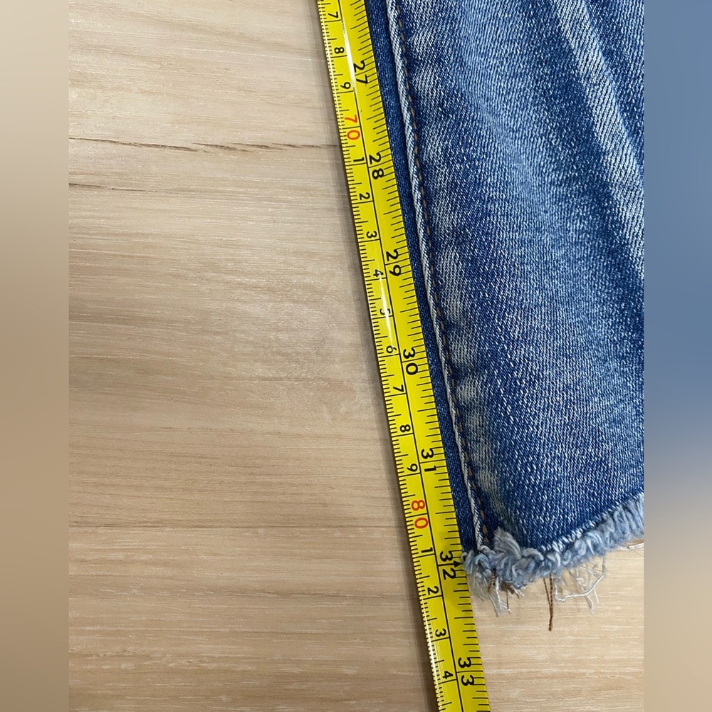 Buckle Bridge By GLY Mid Rise Super Flare Jeans in Blue Denim Frayed Hem Size 29 - Picture 11 of 13